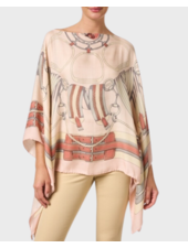 CASHMERE PRINTED PONCHO: STIRRUPS :PINK