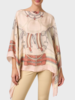 CASHMERE PRINTED PONCHO: STIRRUPS :PINK