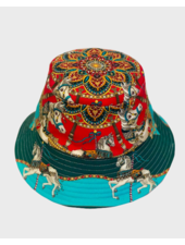 BUCKET HAT:  TOY HORSES: TURQUOISE