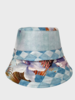 PRINTED SILK BUCKET HAT: ROMA: SKY-BLUE