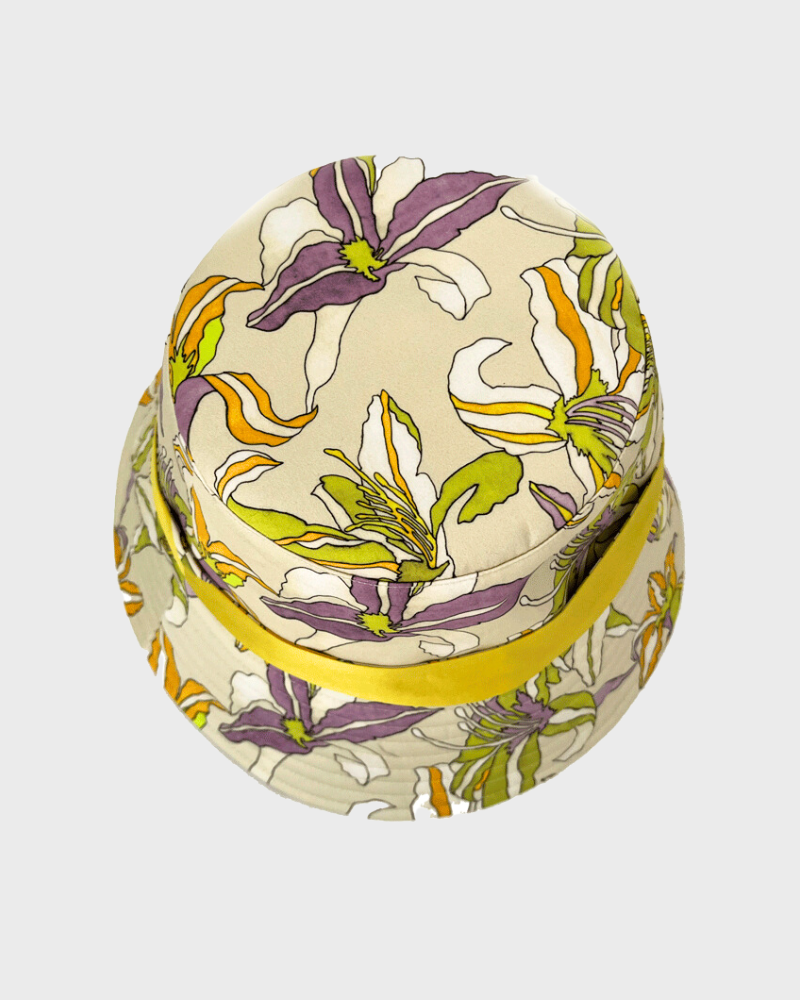 PRINTED COTTON BUCKET HAT: TIGERLILY: YELLOW