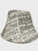 PRINTED SILK BUCKET HAT:PALM BEACH -BLACK-WHITE