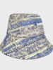 PRINTED SILK BUCKET HAT:PALM BEACH -BLUE