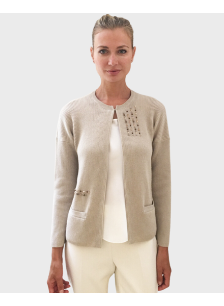 RIBBED KNIT JACKET WITH EMBROIDERY