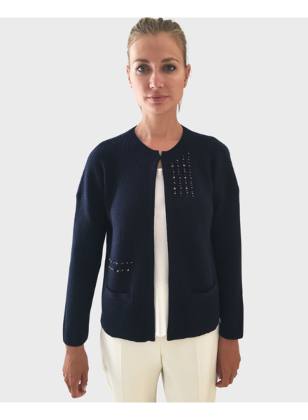 RIBBED KNIT JACKET WITH EMBROIDERY