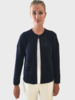 RIBBED KNIT JACKET WITH EMBROIDERY: NAVY