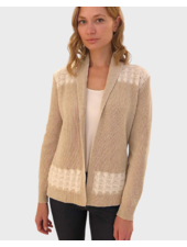 CASHMERE TWO-TONES OPEN CARDIGAN WITH KNIT DETAILS