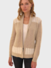 CASHMERE TWO-TONES OPEN CARDIGAN WITH KNIT DETAILS: SAND-IVORY