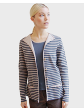 STRIPED COTTON TWIN SET: GRAY-TAUPE: JACKET + SHELL