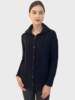 CASHMERE CABLE SWEATER JACKET: NAVY