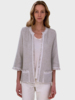 LINEN-COTTON JACKET WITH FRINGES: BEIGE-WHITE