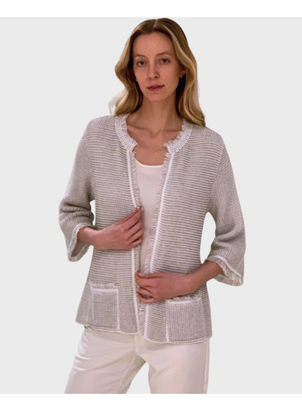 LINEN-COTTON JACKET WITH FRINGES