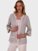 LINEN-COTTON JACKET WITH FRINGES: BEIGE-WHITE