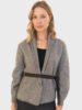 CASHMERE SILVER FOIL JACKET WITH LEATHER BELT: GRAY