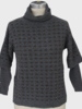 TEXTURED  DOUBLE COLLAR SWEATER, ANTHRACITE-BROWN