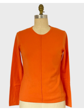 LS KNITTED CREW WITH CENTER PIPING: ORANGE