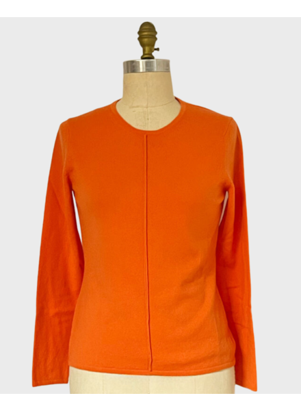 LS KNITTED CREW WITH CENTER PIPING: ORANGE