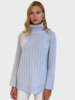 ROLL NECK SWEATER WITH CABLES,LIGHT BLUE