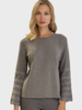 CASHMERE CREWNECK SWEATER WITH RUFFLES: GRAY