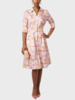 SHIRT DRESS W/ SHORT FRENCH CUFF SLEEVES: TIGER LILY: PINK