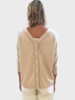 BUTTON BACK CASHMERE SWEATER: SAND