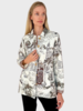 SILK PRINTED QUILTED JACKET: LONDON: BROWN