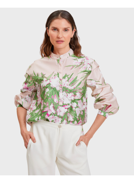 POP OVER WITH POET SLEEVE COTTON PRINTED SHIRT: LIGURIA: PINK