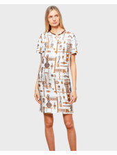 SILK SHIRT DRESS SHORT SLEEVE POP OVER DRESS : BITS: IVORY