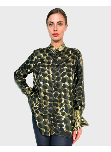 SILK PRINTED SHIRT: SNAKE: GREEN