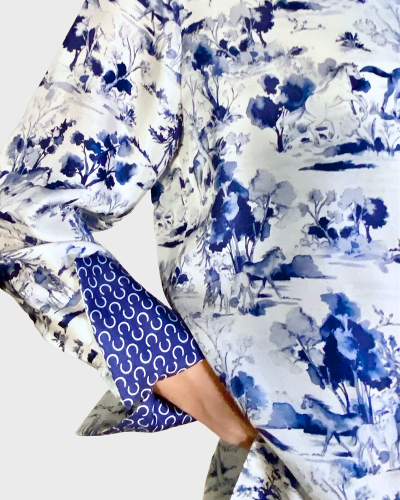 SILK PRINTED SHIRT: POINIES BLUE