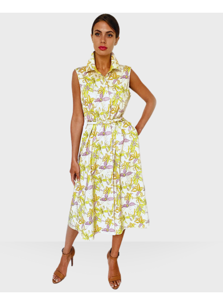 SILK SLEEVELESS DRESS: IRIS YELLOW