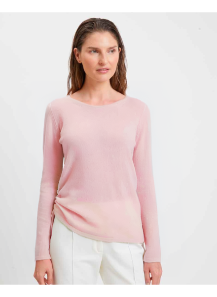 GIULIA 100% CASHMERE KNITTED CREW NECK:  PINK