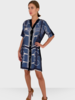 CARDIGAN DRESS W/ PRINTED SILK FRONT KNIT BACK :  SIENA NAVY