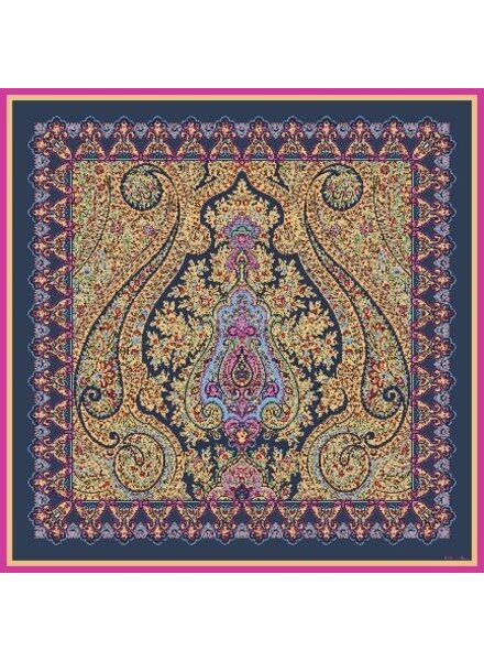 PAISLEY SILK SHAWL - NAVY