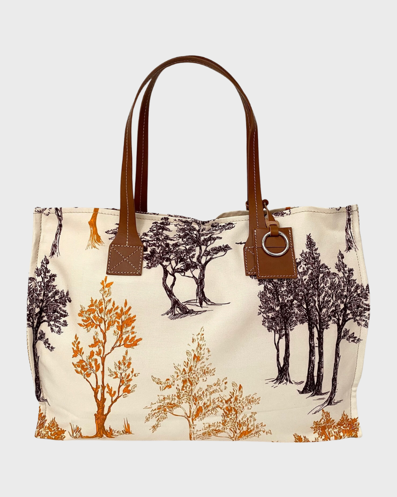 PRINTED SMALL BAG:  TREES: GOLD