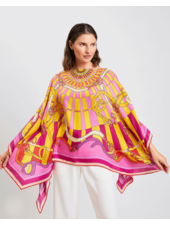 SILK PRINTED PONCHO: FIRENZE: HIBISCUS