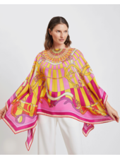 CASHMERE PRINTED PONCHO: FIRENZE: HIBISCUS