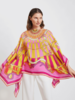 CASHMERE  PRINTED PONCHO: FIRENZE: HIBISCUS