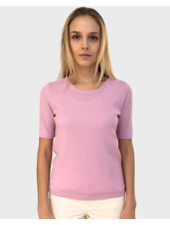 CASHMERE MIDDLE SLEEVES CREWNECK TOP: PINK
