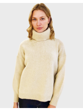 CASHMERE GOLD FOIL ROLL NECK SWEATER