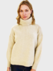 CASHMERE GOLD FOIL ROLL NECK SWEATER: SAND
