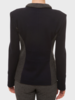 FABRIC AND KNIT BLAZER: NAVY-GRAY
