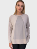 CASHMERE CREW NECK WITH CONTRASTING DETAILS: SAND-IVORY
