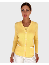 ORGANIC COTTON  RIBBED V-NECK CARDIGAN: YELLOW