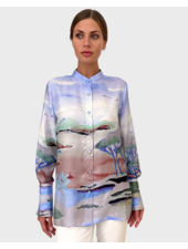 SILK PRINTED SHIRT: CLOUDS BLUE