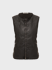 LEATHER VEST WITH DETACHABLE FUR COLLAR, CHARCOAL