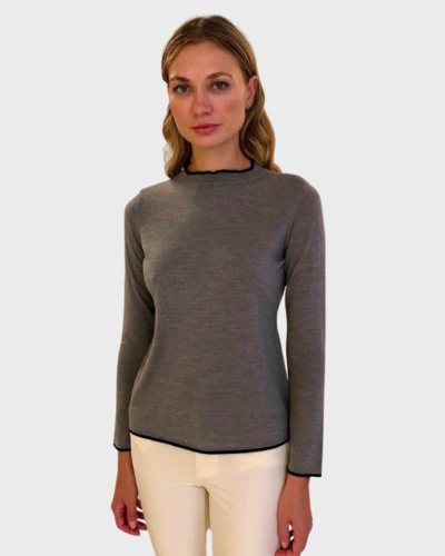 Gray hot sale ruffle sweater