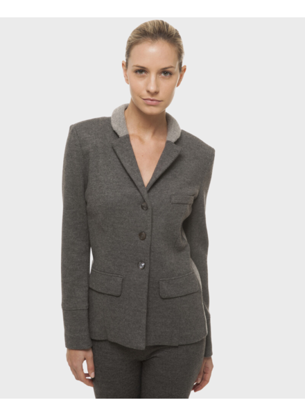 FABRIC AND KNIT BLAZER: ANTRACITE