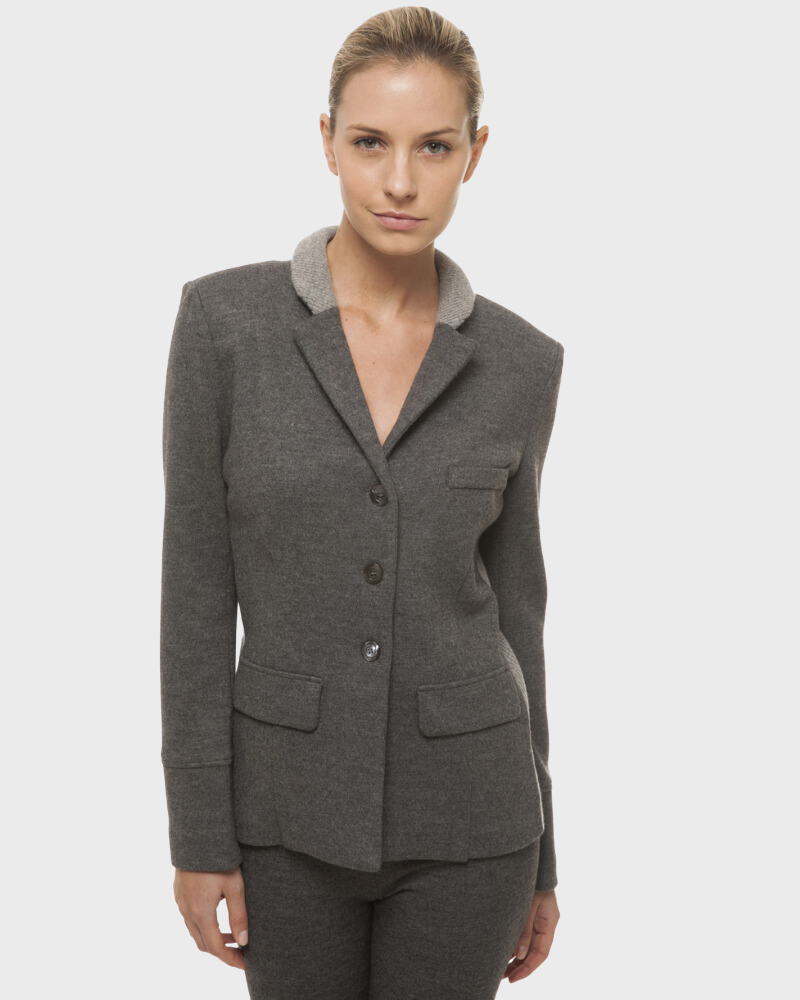 FABRIC AND KNIT BLAZER:ANTRACITE