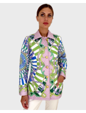 SILK PRINTED QUILTED JACKET: FIRENZE LIME